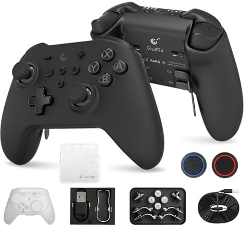 GuliKit KK3 Max Bluetooth Controller, No Drift Stick Kingkong 3 Max Wireless Controller für Switch/Switch OLED, Hall Effekt Joystick/Auslöser, Maglev/Rotor/HD-Vibration, Hyperlink Adapter (Schwarz)
