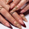 LunarCharm Lot de 24 faux ongles longs à presser French Tip - Faux ongles Stiletto avec nœud 3D - Ongles en acrylique nude - Ongles artificiels brillants