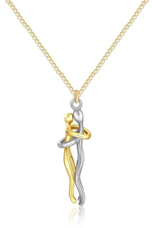 Yifnny Paar Umarmung Halskette, Edelstahl Liebe Umarmung Anhänger für Frauen Paare Schmuck für Sie und Ihn Versprechen Matching Halskette Jahrestag Geschenke für Frauen Männer