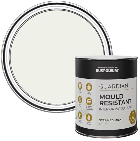 Rust-Oleum White Guardian Mould Resistant Interior Wood Paint in Satin Finish - Steamed Milk 750ml
