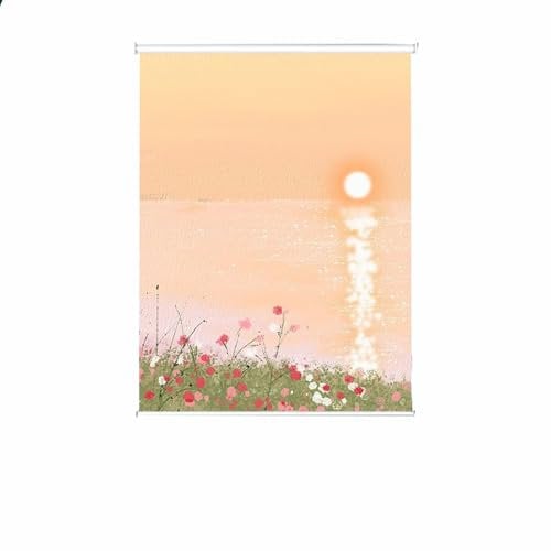 Custom Size Window Roller Blind, Easy Fit Office Door Window Shade Thermal Bathroom Bedroom Roller Shades (Drop:100cm,Orange)