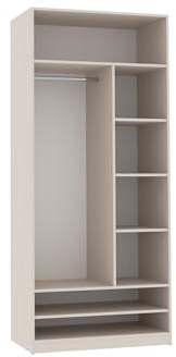 Marmex offener Kleiderschrank TRES 02, Garderobe ohne Türen, mit Kleiderstange, Ablagen für Kleidung und Schuhe, 90x206x51 cm, graubeige Cashmere, für Ankleidezimmer, Schlafzimmer (90x206x51 cm)