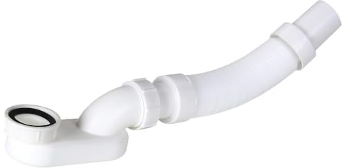 Low Profile Bathtub Shower Drain Kit, G1-1/2 Flexible Flat P-Trap Design for Freestanding & Acrylic Bathtubs, ABS Plastic, Easy Installation