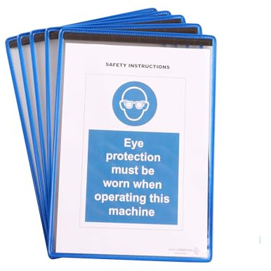 Djois, 194601 - Magnettaschen Tarifold, A4, Hochformat, Blau, 5 Stück, Verstärkt, Blendfreies PVC, Magnetstreifen, Fabrik, Büro, Geschäft, Unzerbrechlich, Hergestellt in Frankreich