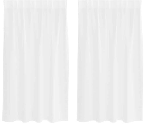 vidaXL Voile-Vorhang mit Vorhängen 2 pcs Weiß 140 x 140 cm Polyester, Elegante Wohnzimmercurtains, strapazierfähiger Voile, lichtdurchlässige Fensterdekoration, modernes Zuhause