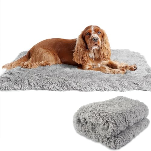AEYAKA Couverture pour Chien et Chat Douce et Moelleuse – Plaid Double Face en Fausse Fourrure Lavable, Couverture Chaude et Douillette pour Animaux, Canapé ou Lit, Gris 127×100 cm