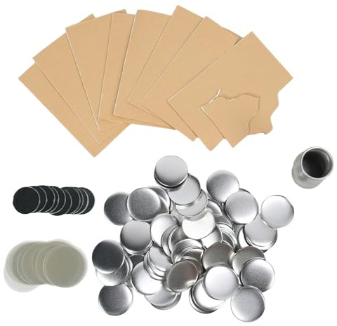 Spiegel Button Maker Set, 100 Sets 58mm | Runde Knopfrohlinge aus Weißblech, Schutzfilm und Plastikboden, für personalisierte Geschenke, DIY Handcraft