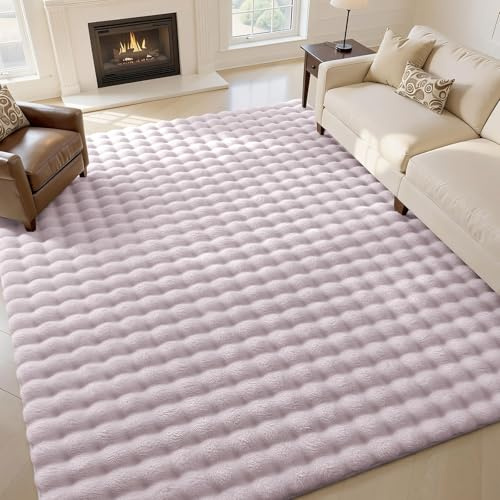 Homaxy Hochflor Teppich mit 3D Bubble Muster Weich Flauschig Teppiche, Waschbar Antirutsch Teppich Mädchen für Wohnzimmer, Kinderzimmer, Schlafzimmer - 120x160 cm, Violett