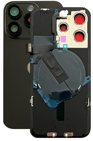 SVV Backcover, Akkudeckel passend für iPhone 15 Pro Serie. 15Pro Vormontiert : mit QI/NFC Flexkabel, Magnet, Metallträger, Kameraringe, etc. Genau wie auf das Foto. Ersatzrückglas. OEM (Schwarz)