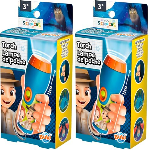 Buki - Mini Sciences Lampe de Poche pour Enfants, avec Lumière LED, Idéal pour Explorer (Lot de 2)