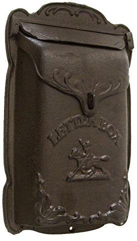 NACH DY-2913BR Cara-Briefkasten, antik, Wandmontage, strapazierfähig, Gusseisen, abschließbar, 19,6 x 7,6 x 32,8 cm, Braun, groß