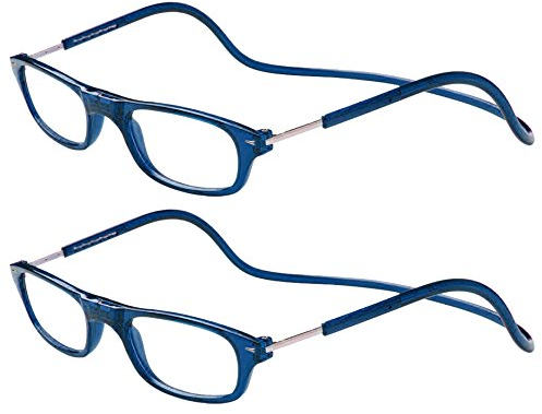 TBOC Pack: Lesebrille Lesehilfe für Herren Damen – (Zwei Einheiten) Dioptrien +1.50 Blau Fassung Stärke PC Handy Faltbar Frau Mann Magnetverschluss Clip Alterssichtigkeit Presbyopie
