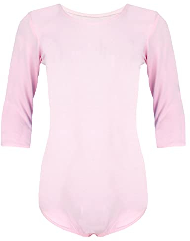 Aquarti Mädchen Body 3/4 Arm Ballett Trikot, Farbe: Rosa, Größe: 122