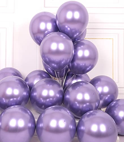 AULE Palloncini Viola Metallizzati: 50 Pezzi 30cm Palloncini Elio Viola Scuro per Feste Palloncino in Lattice Purple Decorazioni per Addio al Celibato Halloween Matrimonio Compleanno