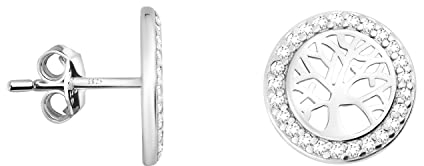 SOFIA MILANI - Damen Ohrringe 925 Silber - mit Zirkonia Steinen - Lebensbaum Ohrstecker - 20558
