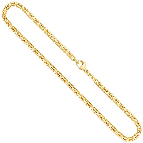 EDELIND Königskette Gold - Echtgold 585, Kette 3.2 mm mit Stempel, Gelbgold Halskette aus Deutschland, Herren Goldkette mit Karabinerverschluss, Länge 70 cm, Gewicht ca. 51.9 g.