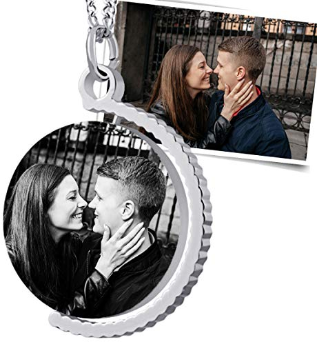 Juwelier Schönschmied Geschenk für Freundin Kette mit Bild Gravur Partnerschenk - inkl. Fotogravur Bildgravur - Edelstahl AH443biac-4 - mit AMAZON KONFIGURATOR direkt online gestalten !