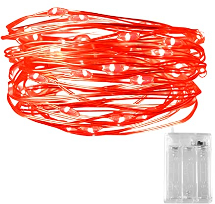 Dalugo Lichterkette Rot, 3m 30 LED Lichterkette Batterie Klein für Weihnachten, Schlafzimmer, Party, Hochzeit