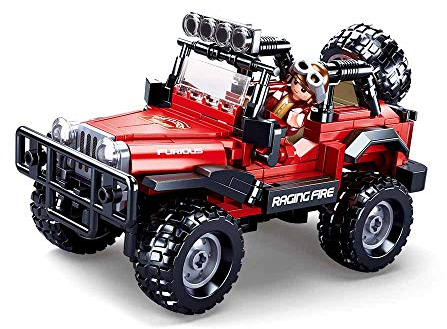 Sluban Klemmbausteine Jeep 4WD rot (253 Teile) [M38-B0816], Spielset, Klemmbausteine, Auto, mit Spielfigur, Car Club, bunt, SL95686