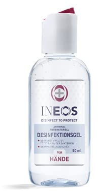 INEOS Desinfektionsgel – Hand-Desinfektion auf Alkoholbasis – 1 x 50 ml ohne Duft, Verpackung kann Variieren