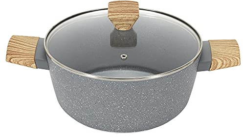 Cook Concept - Kc2540 - Faitout Aluminium Forge Manche Effet Bois 28 cm Cuisine Cuisson Poele et Casserole