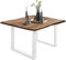 SAM Esszimmertisch 90 x 90 cm Mephisto, Baumkantentisch naturfarben, Akazienholz massiv, U-Gestell aus Metall weiß