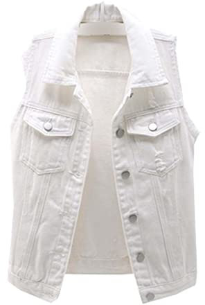 BAIXIAOCHI Gilet Di Jeans Da Donna Corto Primavera Ed Estate Giacca Senza Maniche Sfilacciata Slim Fit Con Cardigan Strappato Top