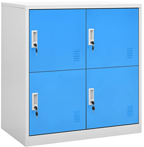 vidaXL Schließfachschränke 2 STK. Hellgrau und Blau 90x45x92,5cm Stahl