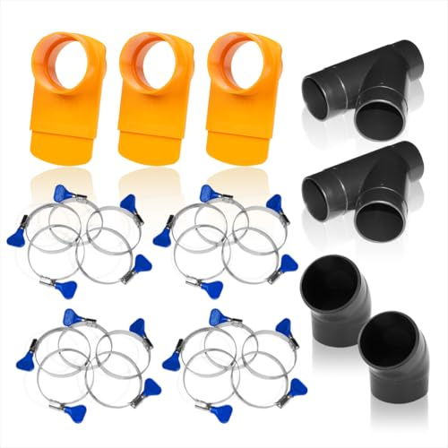 POWERTEC 2-1/2 Inch Dust Collection Fittings Kit with Connectors, Blast Gates and Stainless Steel Hose Clamps for 3 Machine Setup, Dust Collection System for Woodworking Dust Collection Hose (70315)