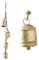 Deco 79 Metallglocke, tibetisch inspiriert, mit Jute-Seil zum Aufhängen, 10,2 x 7,6 x 73,7 cm, goldfarben
