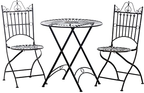 CLP Sitzgruppe Tegal Aus Metall I Sitzgruppe Garten I 3er Set Bestehend Aus Tisch Und 2 Stühlen, Farbe:Bronze