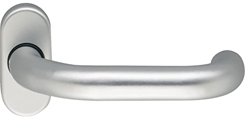 Eco D 116 Drückerlochteil (Türklinke) auf ovaler Rosette, Türgriff Aluminium silber eloxiert