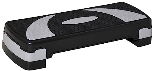 HOMCOM Steppbrett höhenverstellbar Fitness Stepper mit 3 Stufen (10/15/20 cm) Rutschfest Stepbench Belastbarkeit bis 150 kg für Zuhause Fitnessstudio Schwarz