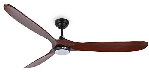 reiga 178cm Moderno ventilatore da soffitto a pale in legno massello con kit di illuminazione LED dimmerabile, App, Alexa, Google Home, telecomando, motore DC reversibile per interni/esterni