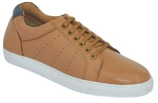 Pegasus Men's Wide Fit Leather Lace Trainer, Comfortable Smart Lace-Up Design with Padded Collar & Flexible Sole