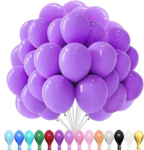 100 Piezas Globos Violeta, 10 Pulgadas Púrpura claro globos mate, 2.2g Látex Globos para Bodas, Globos Boda, Globos de Cumpleaños, para Bodas Aniversario, Cumpleaños Bautizos Fiesta Decoracion