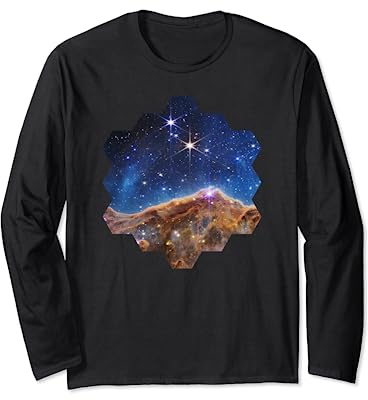 JWST Carina Nebula sechseckige Form von James Webb Spiegel Langarmshirt