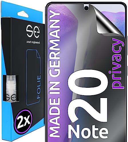 2x se® 3D SCHUTZFOLIE Privacy für Samsung Galaxy Note 20,Blickschutz, 100% Fingerabdruck & FaceID kompatibel, einfache blasenfreie Installation, Ultra-Klar, Stoß-Kratzfest, aus Deutschland