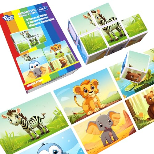 Pairez Toys Magnetische Blöcke Spielzeug für Kleinkinder, 6 Stück große Blöcke Puzzle-Spiel für Kinder ab 3 Jahr