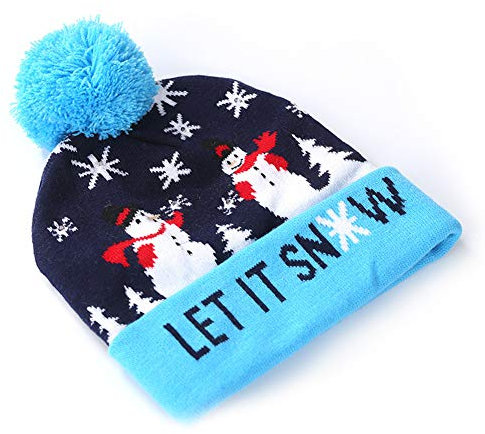 Srliya Unisex-LED-Strick-Weihnachtsmütze, Bunt Leuchtende Beanie-Mütze für Kinder, Männer und Frauen, Schneeurlaub, Festival, Geburtstagsfeier, Neuheitsmütze (6)