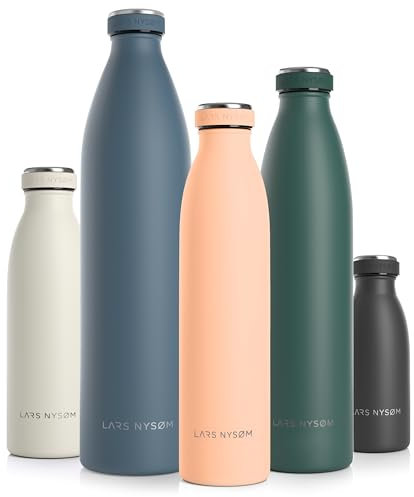 LARS NYSØM Stainless Steel Insulated Water Bottle 350ml, 500ml, 750ml, 1L, 1 5 Liter | Insulated Thermo Flask for Hot and Cold Beverages | Leakproof Drinking Bottle (Creamy Peach, 750ml)