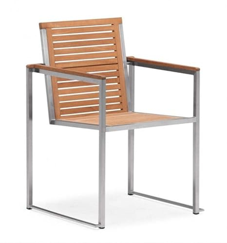 DEKO VERTRIEB BAYERN Luxus Premium Garten Lounge Holz Stuhl Gartenstuhl Gartenmöbel Esstischstuhl Edelstahl inkl. Spedition