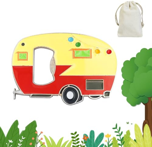 Flaschenöffner Magnet Camping, Camping Gadgets Wohnwagen Gadgets Bierflaschenöffner Lustig FlaschenöFfner Bier Camper Geschenke Wohnmobil Geschenk (gelb)