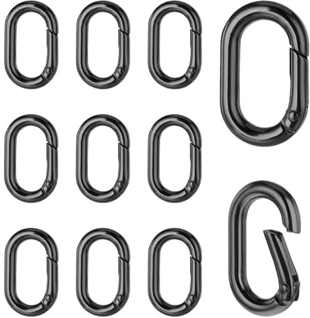 10 Stück Karabinerhaken Klein Schlüsselanhänger,Mini Karabinerhaken Federspaltringe für Schlüsselanhänger Rucksack Anhänger für Outdoor-Camping, Schaukel, Hängematte,Rucksack Anhänger-Schwarz