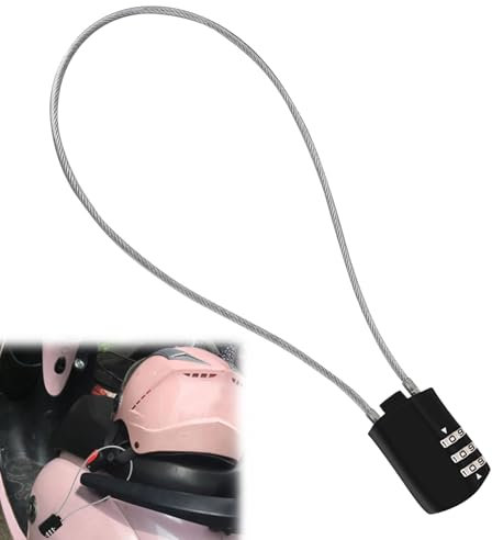 Lucchetto Cavo Acciaio, Antifurto Cavo 41 cm, Lucchetto con Combinazione, Lucchetto a Cavo Retrattile per Casco da Moto, Casco da Bicicletta, Biciclette, Bagagli, Valigie