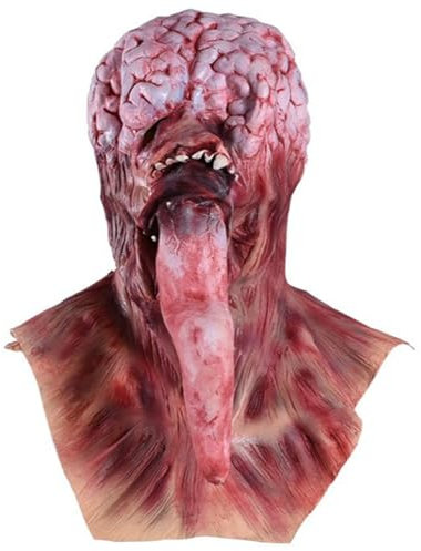 Grtheenumb Masque zombie, masque effrayant, Longue longue langue sans visage Masque effrayant du cerveau intérieur