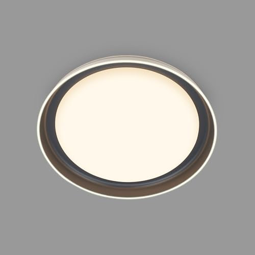 BRILONER - LED Deckenlampe mit durchscheinendem Dekor, warmweißes Licht, 24W, 2600lm, LED Lampe, Deckenleuchte, Wohnzimmerlampe, Küchenlampe, Deckenbeleuchtung, 43 x 8 cm (DxH), Weiß-Anthrazit