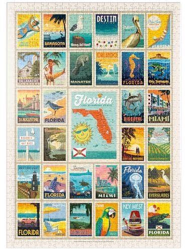 MyPuzzle Florida: Multi-Image Print, Vintage Poster - Premium 1000 Teile Puzzle - MyPuzzle Sonderkollektion von Anderson Design Group