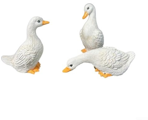 Mini statue decorative a forma di anatra per giardino portano gioia alle tue piante (bianco)