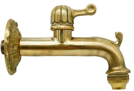 L'ARTISTICA F.LLI PERINCIOLI | Rubinetto Tipo Impero a Passo Rapido con Rosone e Portagomma Attacco 1/2 M, Rubinetto in Ottone per Fontane a Colonna o Muro, 118x145mm